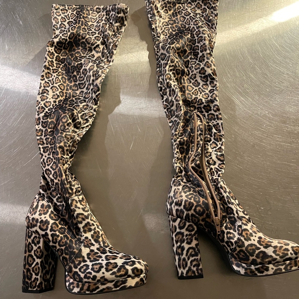 Sugar Thrillz Leopard Over the Knee Boots